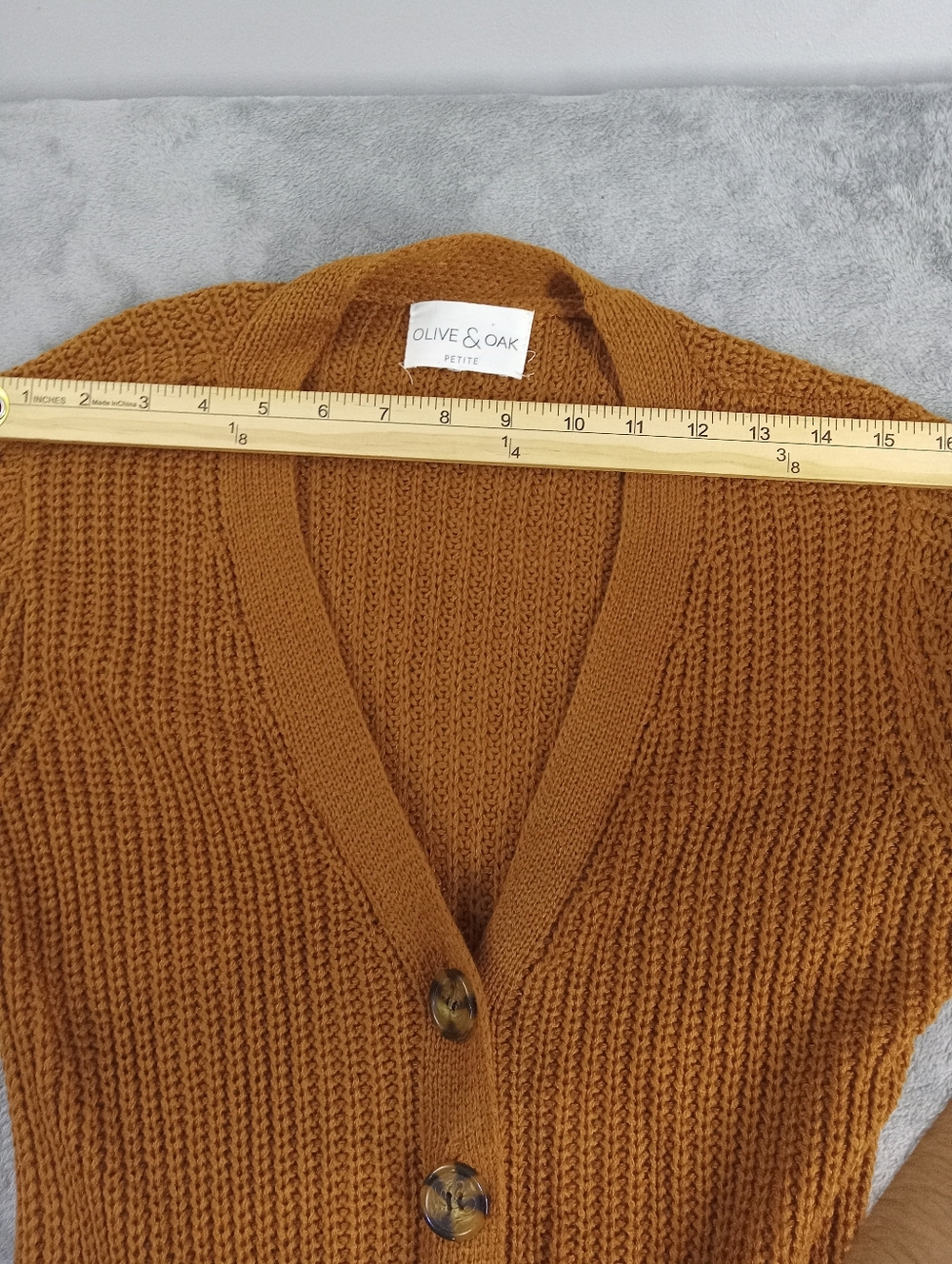 Olive & Oak Womens Petite Long Button-Front Knit Cardigan in Mustard Size PS - Picture 10 of 14